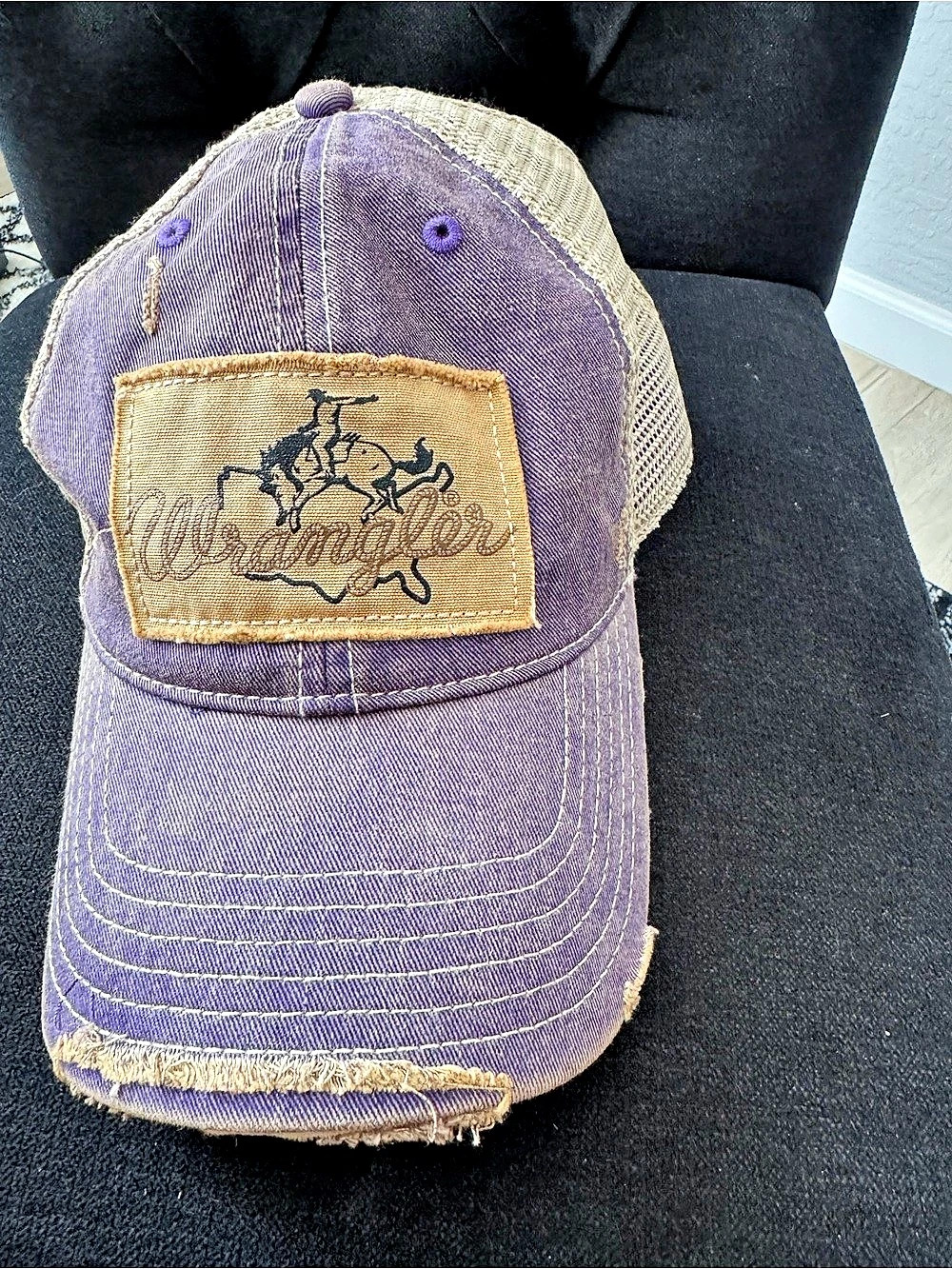 Wrangler Rodeo Patch Trucker Hat Purple & Beige